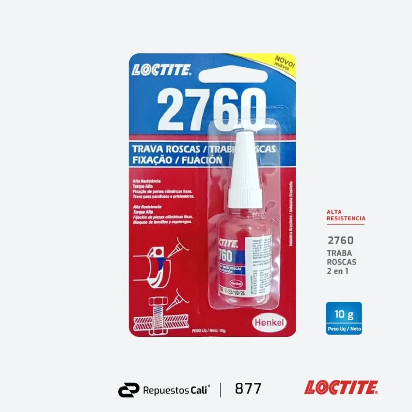 TRABAROSCA Y FIJADOR PIEZAS CILINDRICAS FUERZA ALTA LOCTITE 2760 TF 10gr